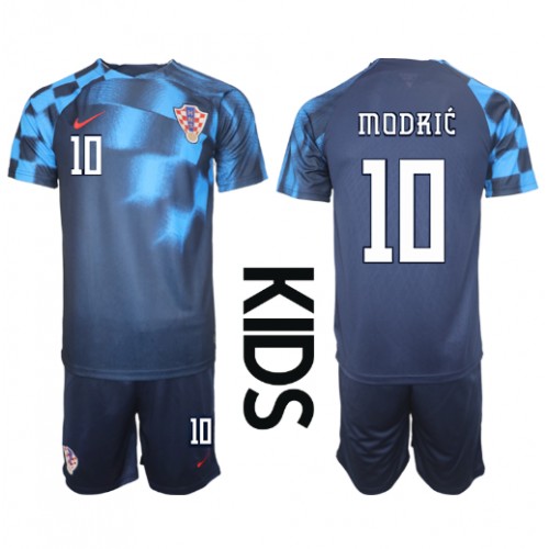 Dětský Fotbalový dres Chorvatsko Luka Modric #10 MS 2022 Venkovní Krátký Rukáv (+ trenýrky)